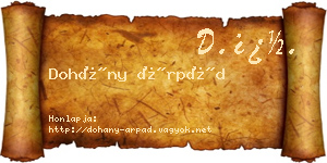 Dohány Árpád névjegykártya