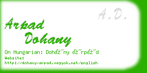 arpad dohany business card